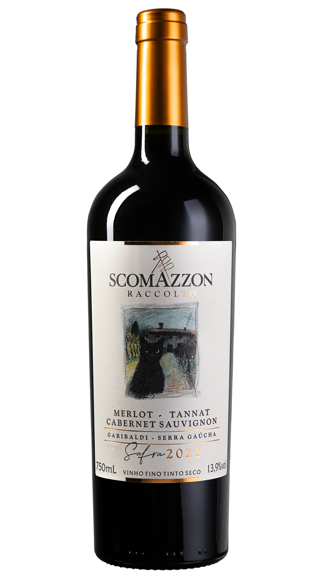 Foto com fundo transparente de Scomazzon Raccolto Corte 2022 (Merlot Tannat Cabernet Sauvignon)